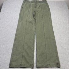 Paige Brooklyn High-Waisted Wide-Leg Pants Womens 32 Green Stretch picture