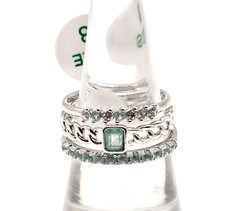 Bomb Party Sz 8 RBP 7785 She Commands The Room Mint Spinel Diamond CZ Rhodium picture