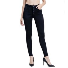 Just Black Denim Button Down Skinny Jeans Womens Super Black 31 $98 picture