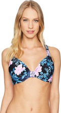 Seafolly Women's Standard F Cup Halter Top Swimsuit, Moonflower Midnight, 4 picture