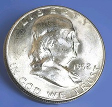 1952-S Franklin Half Dollar 50C Silver 0.900 Business Strike KM#199 picture