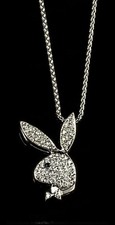 2 Ct Round Cut Simulated Diamond Playboy Bunny Pendant In 14K White Gold Plated picture