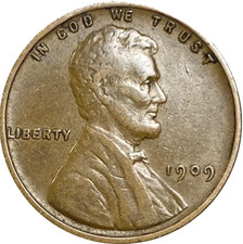 1909 P Lincoln Wheat Cent Fine-Very Fine (F-VF) Condition 1st Year Coin picture