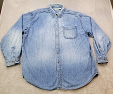 Vtg LL Bean Denim Shirt Mens XL Blue Chambray Denim Button Up 0 MT24 picture