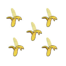 Small Banana Fruit Patches (5-Pack) Fruit Embroidered Iron On Patch Appliques picture