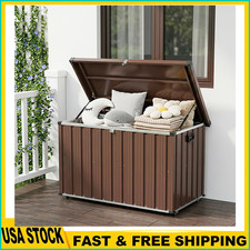 120/150/160/200 Gal Outdoor Metal Deck Storage Box Lockable Waterproof W/Wheels picture