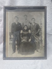 Early 20th Century Black & White Family Portrait Woman Sitting With Her 3 Sons picture