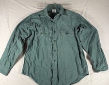 Vintage 50s 60s Sears Mountain Cloth Work Shirt Green Sanforized Workwear picture