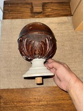 VTG  CARVED WOODEN STAIR END FINIAL NICE LOOK SOLID Architectural Salvage  picture