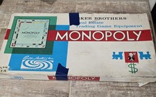 Vintage 1961 Monopoly Board Game Parker Brothers Complete Long Box Box Wear  picture