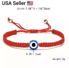 Style Hand Braided Lucky Red String Charm Bracelet Women Men Blue Evil Eye Round picture