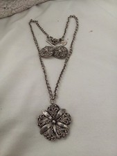 Vintage Lois Hill Sterling Silver Filigree Scroll Pendant Necklace & Earrings  picture