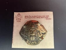 Rare Vintage Royal Order of Jesters Good Luck Billiken Bronze Brooch on card picture