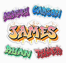 Graffiti Custom Personalized Name Decal Sticker Lettering Water Bottle Laptop picture