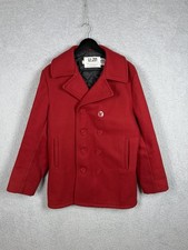 Vintage Schott NYC U.S. 740N Men's Size 36 Red Double Breasted Wool Pea Coat picture