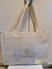 New Set Of 2 Emirates Airlines First Class Off White Cloth Travel Zip Tote Bags picture