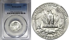 1932-D 25C PCGS AU55 WASHINGTON ~ FROSTY NEAR-UNC SLIDER picture