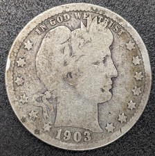 1903 U.S. 25C Barber Silver Quarter Nice Circulated Coin picture