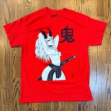 Threadless Tyler Deberry Oni Demon Katana Graphic T-Shirt Large Red picture