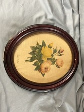 ANTIQUE 1930/40 Pierre Joseph Recoute Flower Print Oval picture