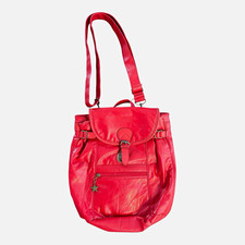 Vintage Capezio Red Vinyl Convertible Backpack Shoulder Bag Tote Star Charm 90s picture