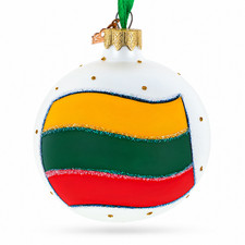 Flag of Lithuania Glass Ball Christmas Ornament 3.25 Inches picture