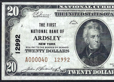 🇺🇸 NY 1929 $20 TYPE-TWO ♚♚ ARDSLEY, NEW YORK ♚♚ PMG VF 30 EPQ  SACRCE NOTE  picture