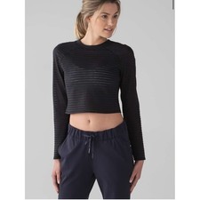 Lululemon Uncovered Black Long-Sleeve Cropped Ribbed Top picture