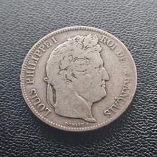 France 1842 W 5 Francs, .900 Silver, King Louis-Philippe I, Lille Mint (W) picture