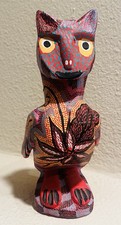 Vintage Pepe Santiago Oaxacan Wood Carving Alebrije Cat/Owl Mexican Folk Art  picture