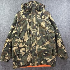 VTG MERRILL & FORBES Hooded Ranger Jacket Mens M Woodland Camo Military Hunting picture