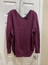 Lane Bryant Women Gorgeous burgundy Long Sleeve Adorable Sweater Top Sz 18/20 picture