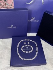 SWAROVSKI Silver Angelic Tennis Necklace Earrings & Bracelet Set Gift box HOT US picture