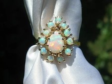 1.50Ct Pear Cut Natural Fire Opal Women's Vintage Ring 14K Yellow Gold Plated picture