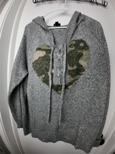 Torrid Sweater Hoodie Gray with Camo Size 00 picture