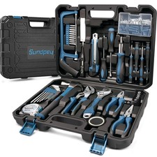 148 Pcs Portable Basic Hand Repair Home Tool Kit Set with Case Blue picture