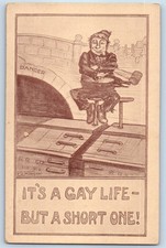 c1910's Hobo Train Easy Life It's A Gay Life But A Short One Antique Postcard picture
