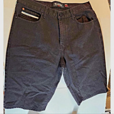 Ecko Unltd. Men's Black Dark Wash Denim Shorts Flat Front Button 5-Pocket picture