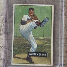1951 Bowman Gum, Inc. - Warren Spahn #134 Boston Braves Trading Card picture