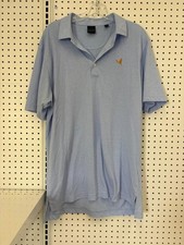 Peter Millar Summer Comfort Blue Striped Polo Shirt Mens Size L picture
