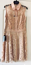 NWT BEAUTIFUL TADASHI SHOJI LACE OVERLAY LINED DRESS IN BEIGE SZ 10 SLEEVELESS picture