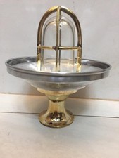 Industrial Solid Brass Table Lamp Aluminum Dish Shade Cage Desk Light Decor picture