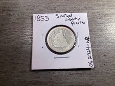 1853 Seated Liberty 90% Silver Quarter Type 2 w/Arrows and Rays 062724 04rk picture