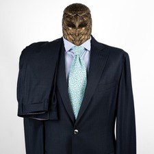 NWT $1950 Pal Zileri Green Label Wool Striped Unlined Suit Midnight 46US/56IT picture