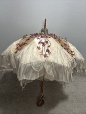 Antique 1840-1865 Queen Victoria Era Silk, Lace Parasol Museum Collection Piece picture