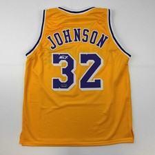 Facsimile Autographed Earvin Magic Johnson LA Yellow Auto Jersey XL picture