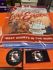 ERIC EMANUEL EE SHORTS SKYLINE BLUE SKY 9/11 25TH MEMORIAL MENS LARGE BRAND NEW picture