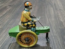Antique German Pre-War CKO Kellermann Tin Windup Clown On Tricycle Eccentric Car picture