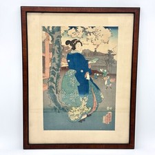 Utagawa Kunisada Toyokuni III Antique 19th C. Woodblock Japanese Ukiyo-e Print picture