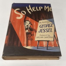 Vintage 1944 So Help Me Autobiography George Jessel Tower Books Edition w/ DJ picture